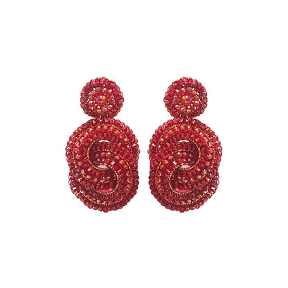 Red Interlocked Handmade Crochet Earrings