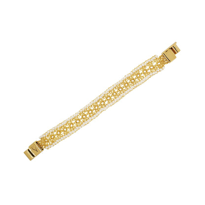 Pearl & Gold Flux Handmade Crochet Bracelet