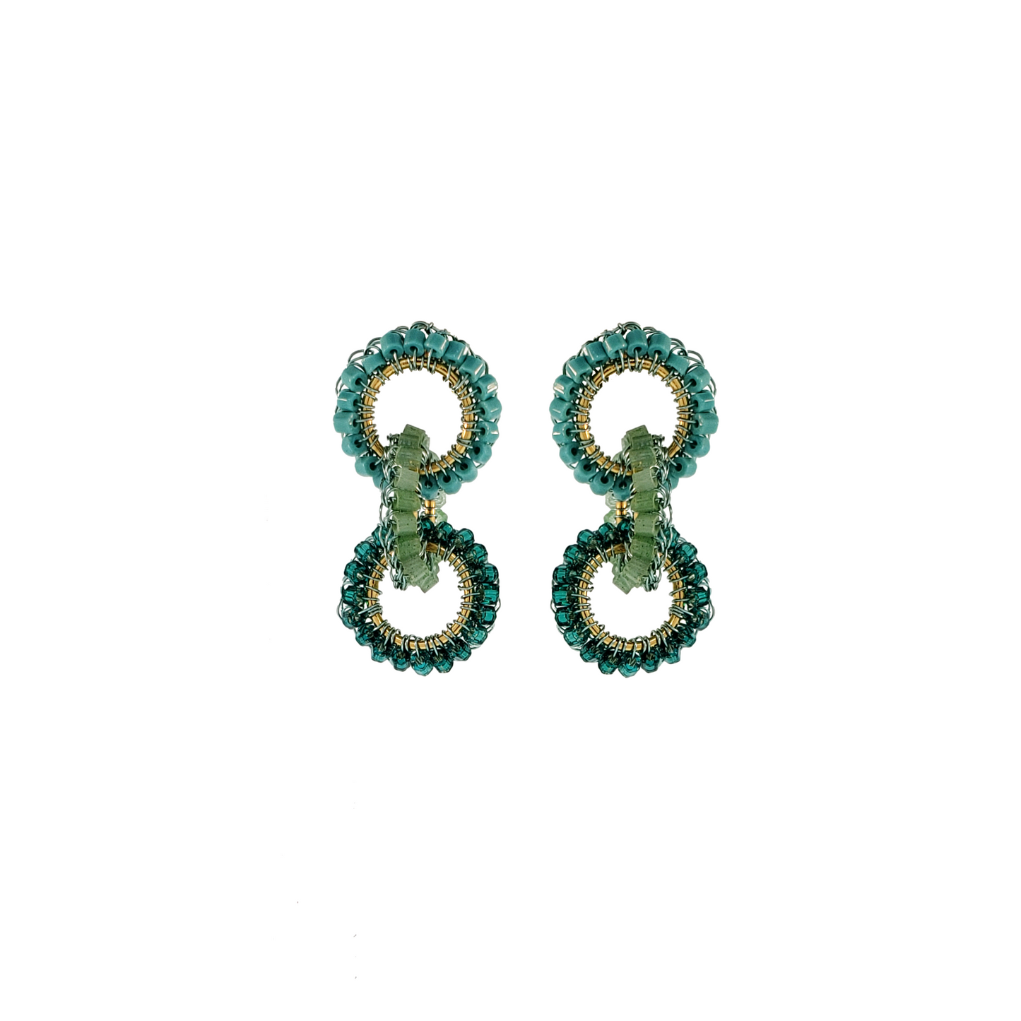 Turquoise Triple Nadene Handmade Crochet Earrings