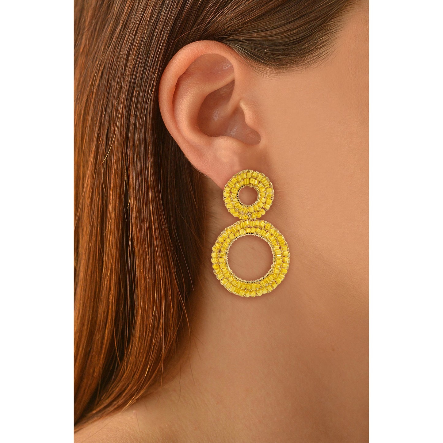 Summer Yellow & Gold Nyx Handmade Crochet Earrings