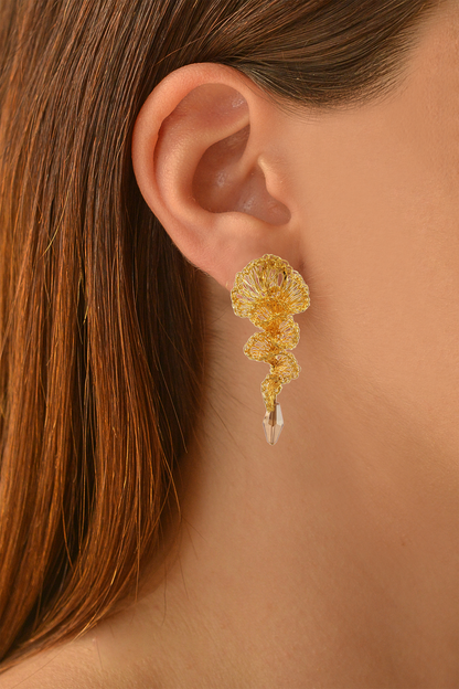 Amber & Gold Ella Mini Handmade Earrings