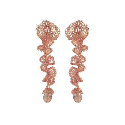 Rose Gold Ella Handmade Crochet Long Earrings