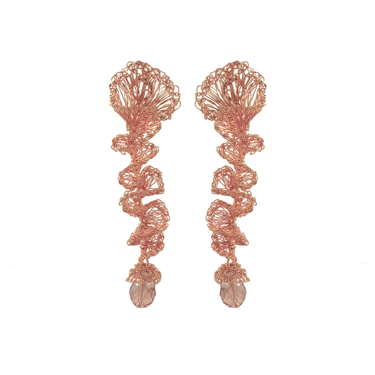 Rose Gold Ella Handmade Crochet Long Earrings