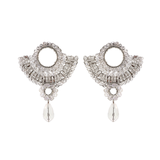 Clear And Silver Hannah Drop Handmade Crochet Earrings