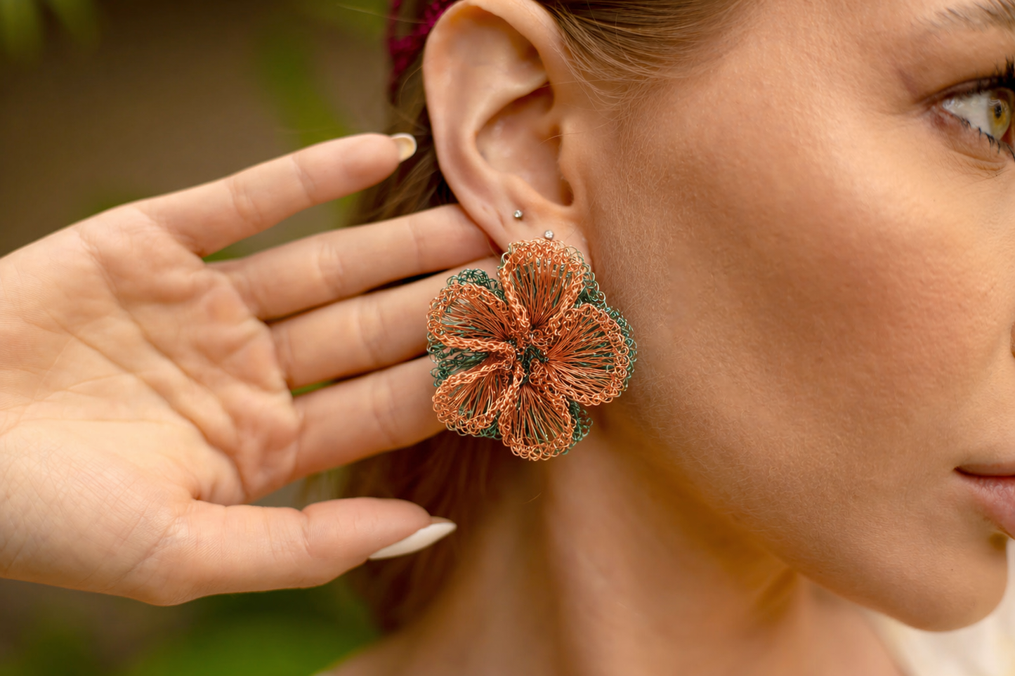 Sweet Gummy Mix Plumeria Duo Handmade Crochet Post Earrings