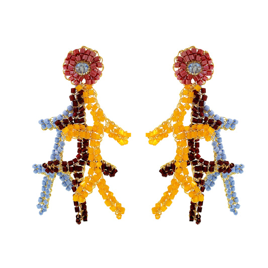 Sunrise Mix Coral Handmade Crochet Earrings