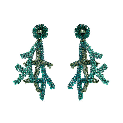 Teal Mix Coral Handmade Crochet Earrings