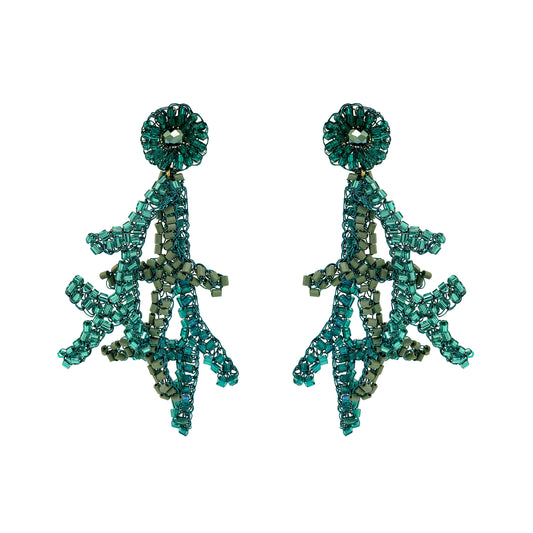 Teal Mix Coral Handmade Crochet Earrings