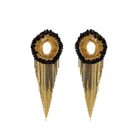 Black & Gold Margot Handmade Earrings