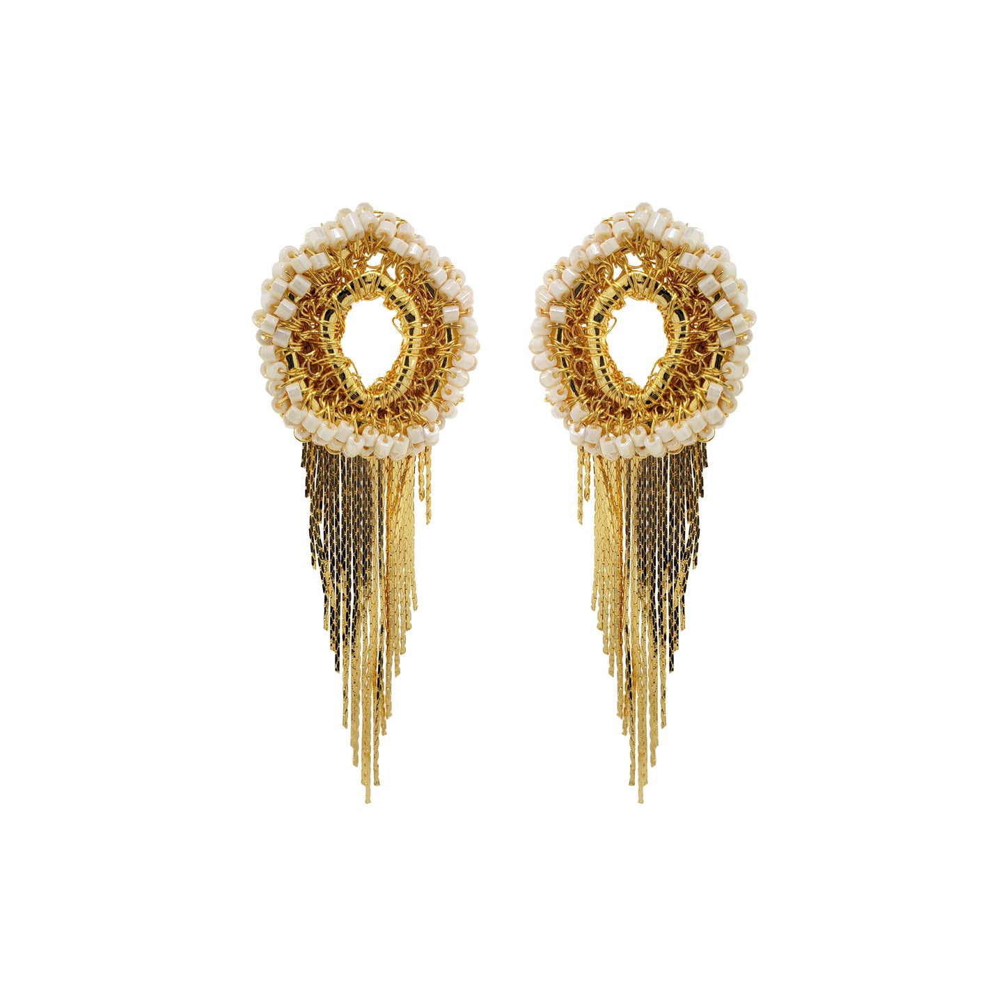 Solid White & Gold Margot Handmade Earrings