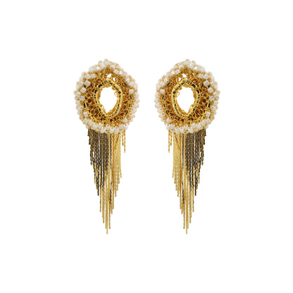Solid White & Gold Margot Handmade Earrings