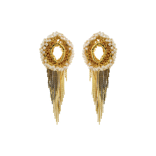 Solid White & Gold Margot Handmade Earrings