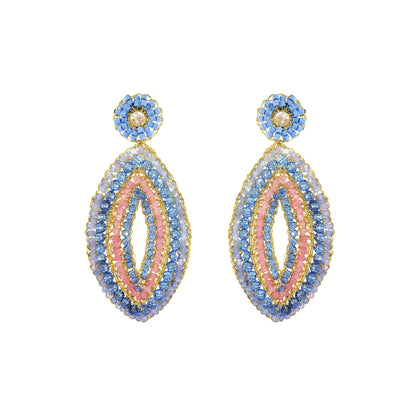 Soft Pink & Blue Mix Lyra Drop Handmade Crochet Earrings