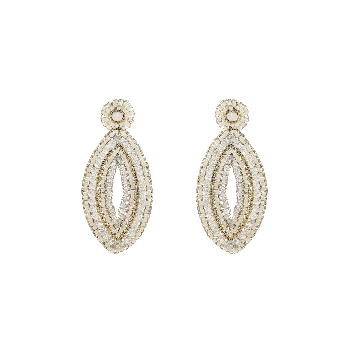 Raffia Mix Lyra Drop Handmade Crochet Earrings