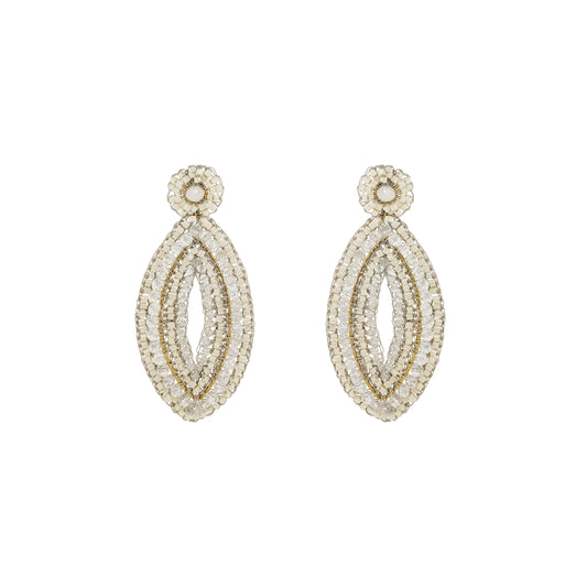 Raffia Mix Lyra Drop Handmade Crochet Earrings