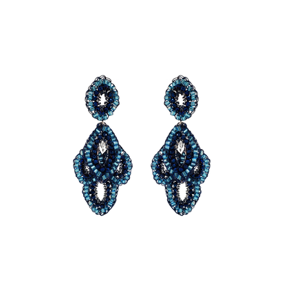 Blue Mix Lyra Chandelier Handmade Crochet Earrings