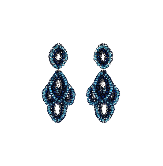 Blue Mix Lyra Chandelier Handmade Crochet Earrings