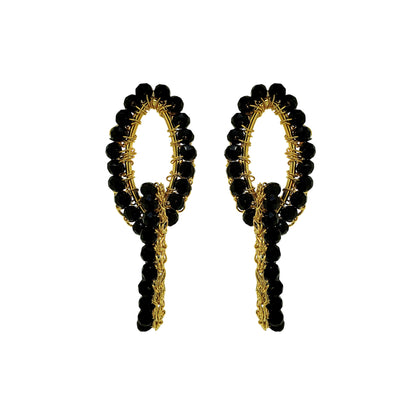Black & Gold Mia Handmade Crochet Earrings
