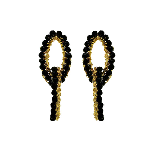 Black & Gold Mia Handmade Crochet Earrings