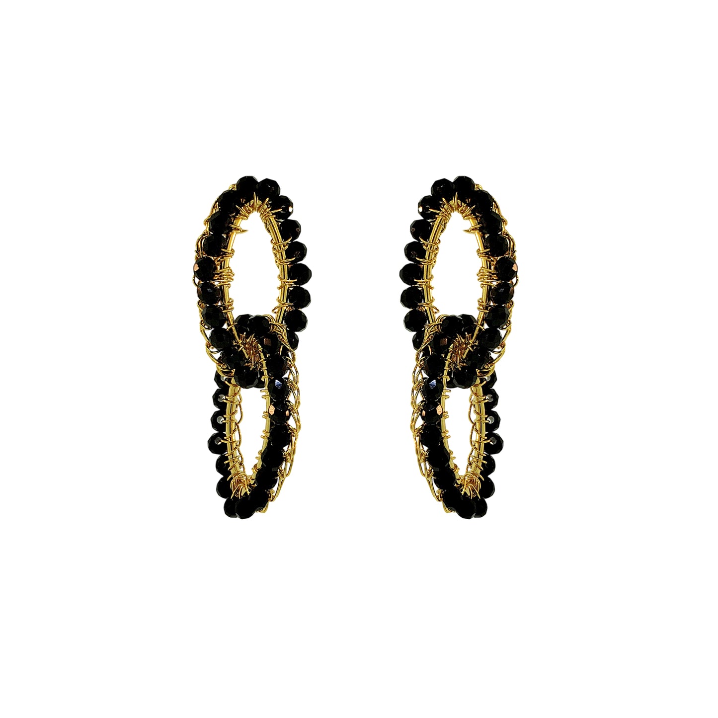 Black & Gold Mia Handmade Crochet Earrings