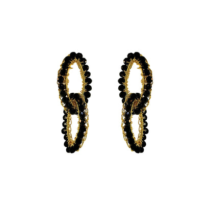Black & Gold Mia Handmade Crochet Earrings