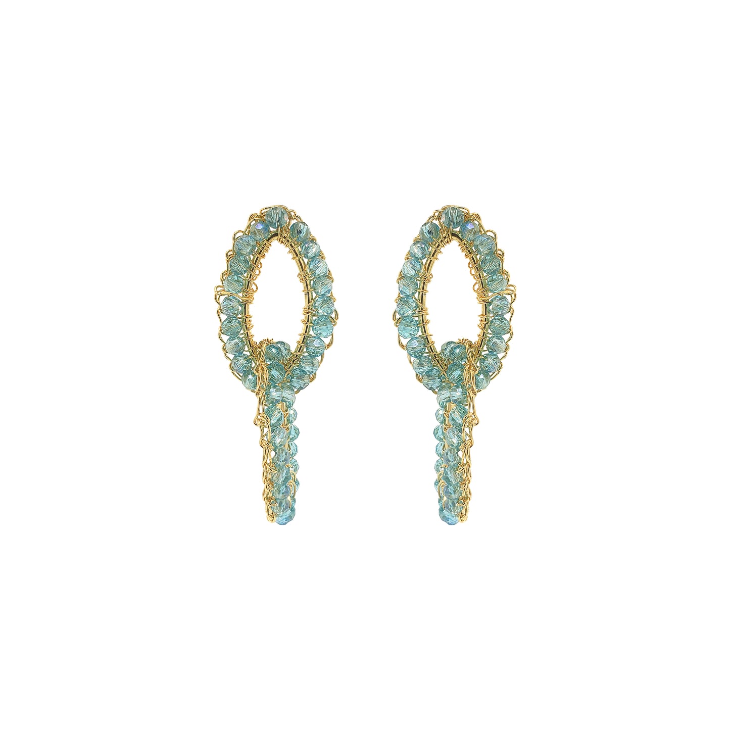 Azure Blue & Gold Mia Handmade Crochet Earrings