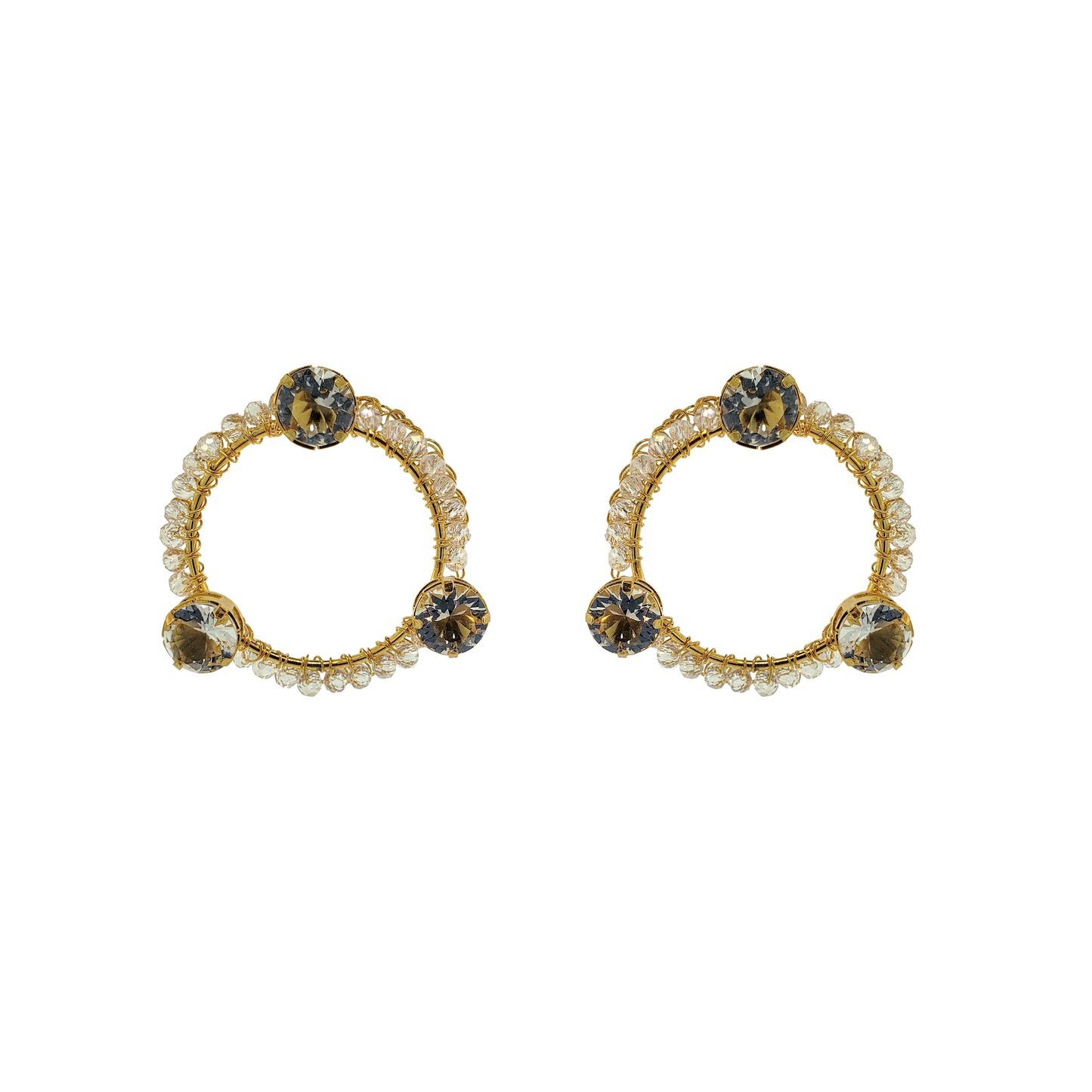 Clear & Gold Prisma Maxi Open Posts Handmade Earrings