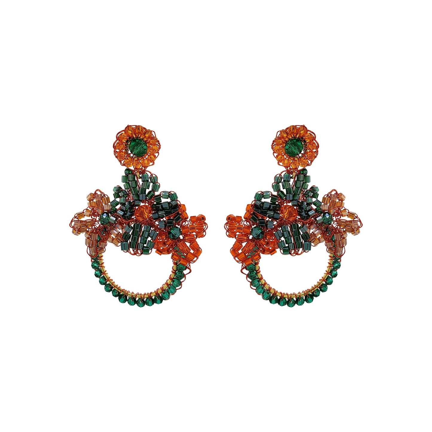 Mystic Amber Mix Garden Medium Handmade Crochet Earrings
