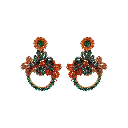 Mystic Amber Mix Garden Medium Handmade Crochet Earrings