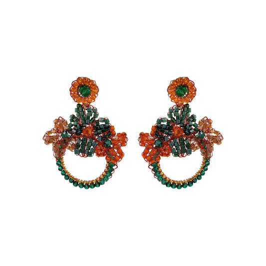 Mystic Amber Mix Garden Medium Handmade Crochet Earrings