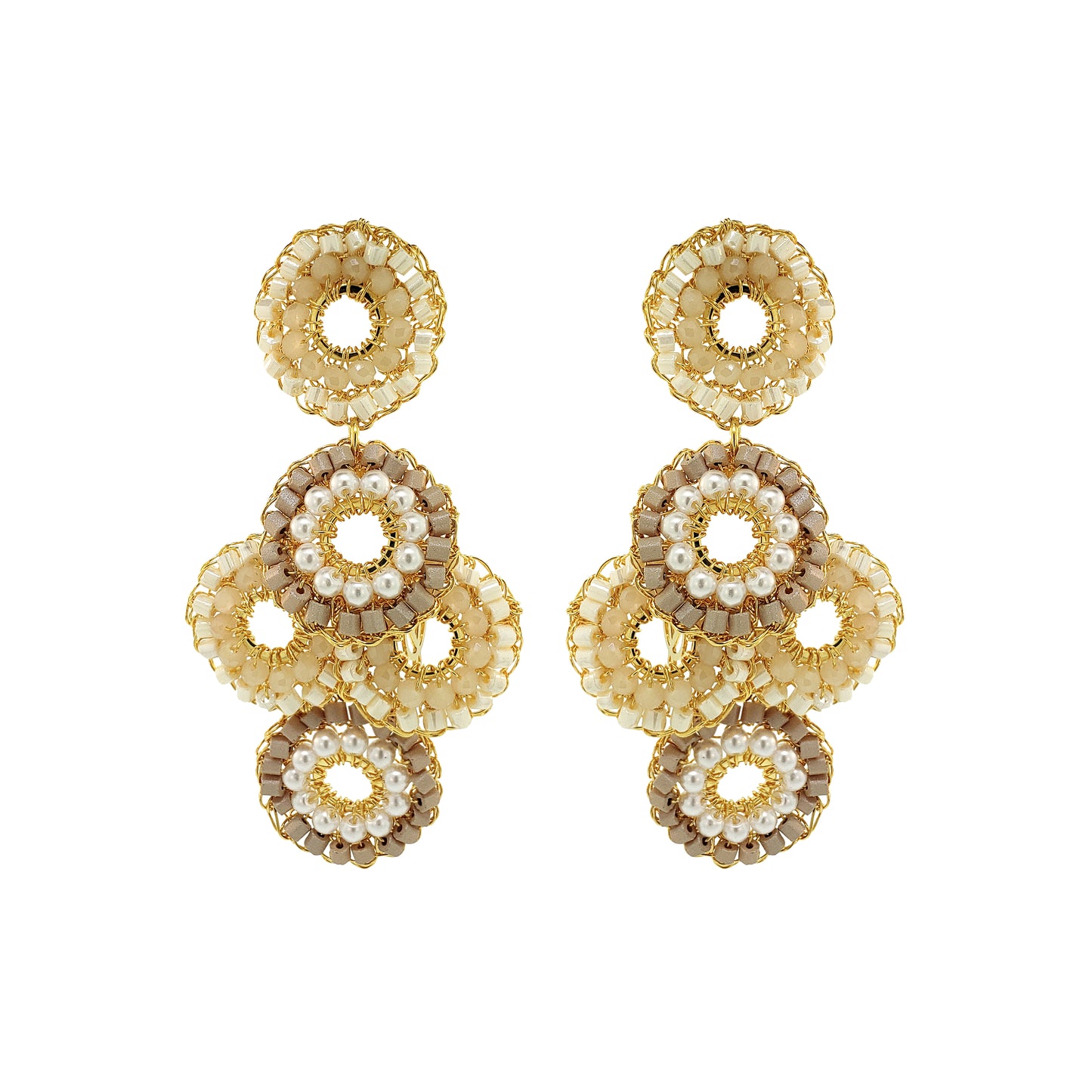White Howlite Mix Coco Handmade Crochet Earrings
