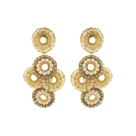 White Howlite Mix Coco Handmade Crochet Earrings