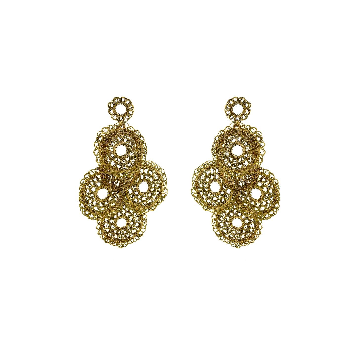 Lime Green Juliette Handmade Crochet Earrings-handmade-crochet-with-unique-design-18k-gold-filled-wire-hypoallergenic-lightweight-statement- mandala-chandelier