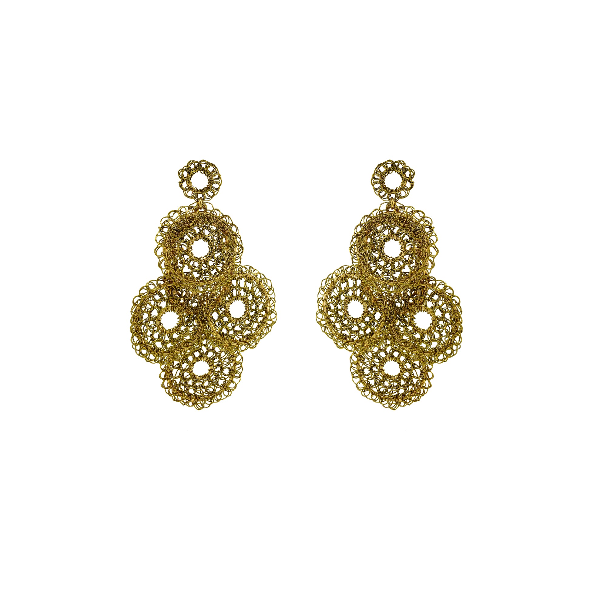 Lime Green Juliette Handmade Crochet Earrings-handmade-crochet-with-unique-design-18k-gold-filled-wire-hypoallergenic-lightweight-statement- mandala-chandelier