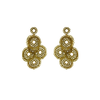Lime Green Juliette Handmade Crochet Earrings-handmade-crochet-with-unique-design-18k-gold-filled-wire-hypoallergenic-lightweight-statement- mandala-chandelier