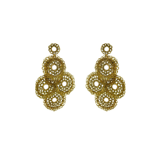 Lime Green Juliette Handmade Crochet Earrings-handmade-crochet-with-unique-design-18k-gold-filled-wire-hypoallergenic-lightweight-statement- mandala-chandelier