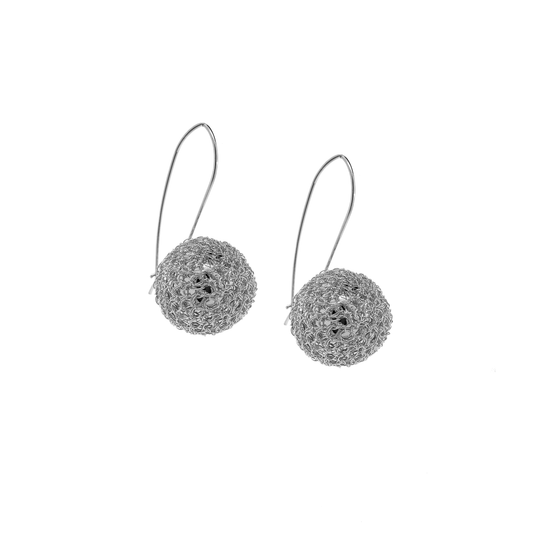 All Silver Sphere Handmade Earrings