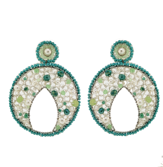 Mint Green Mix Gwen Handmade Crochet Earrings