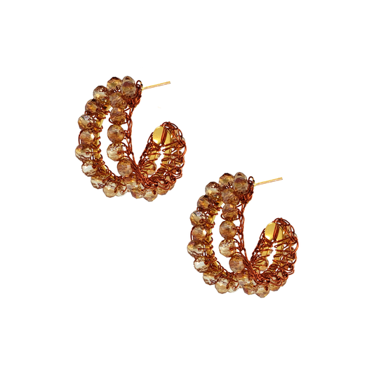 Bronze Amber Mix Nina Handmade Crochet Hoops