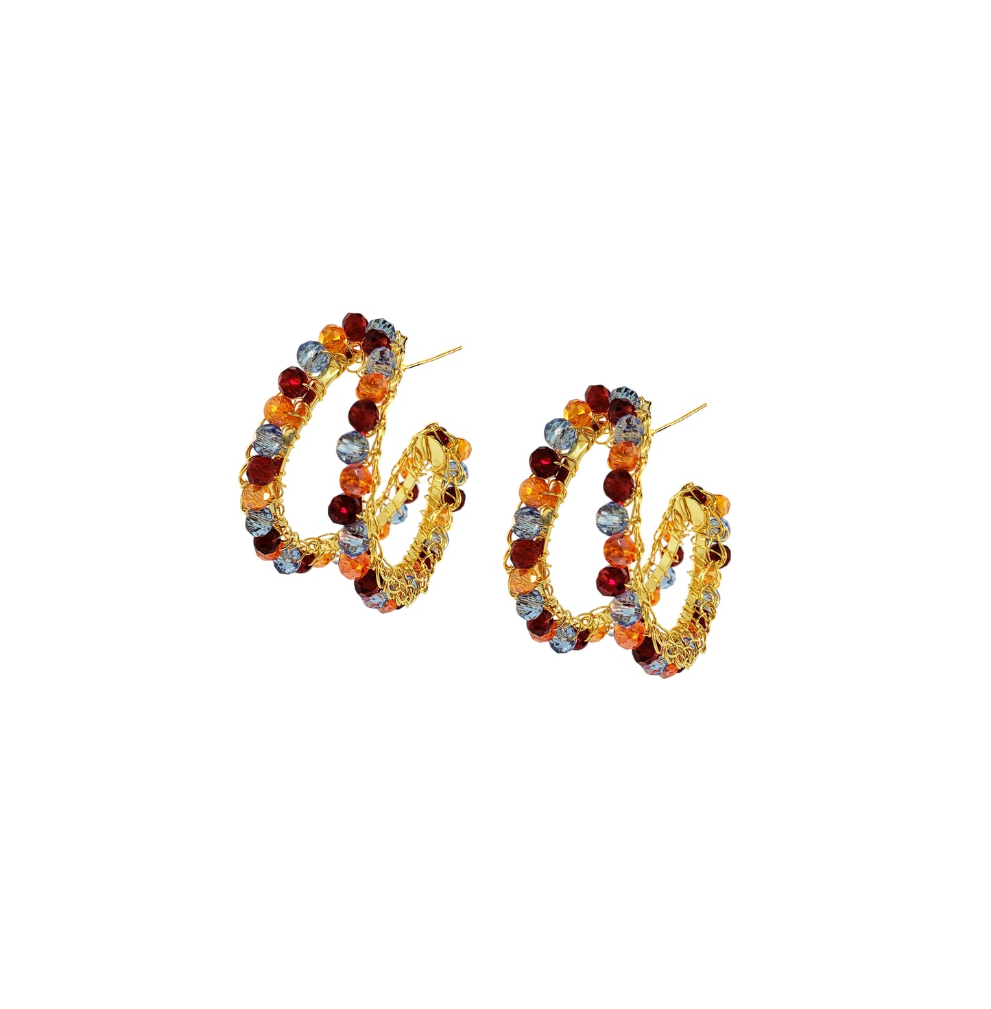 Sunrise Mix Nina Maxi Handmade Crochet Double Hoops
