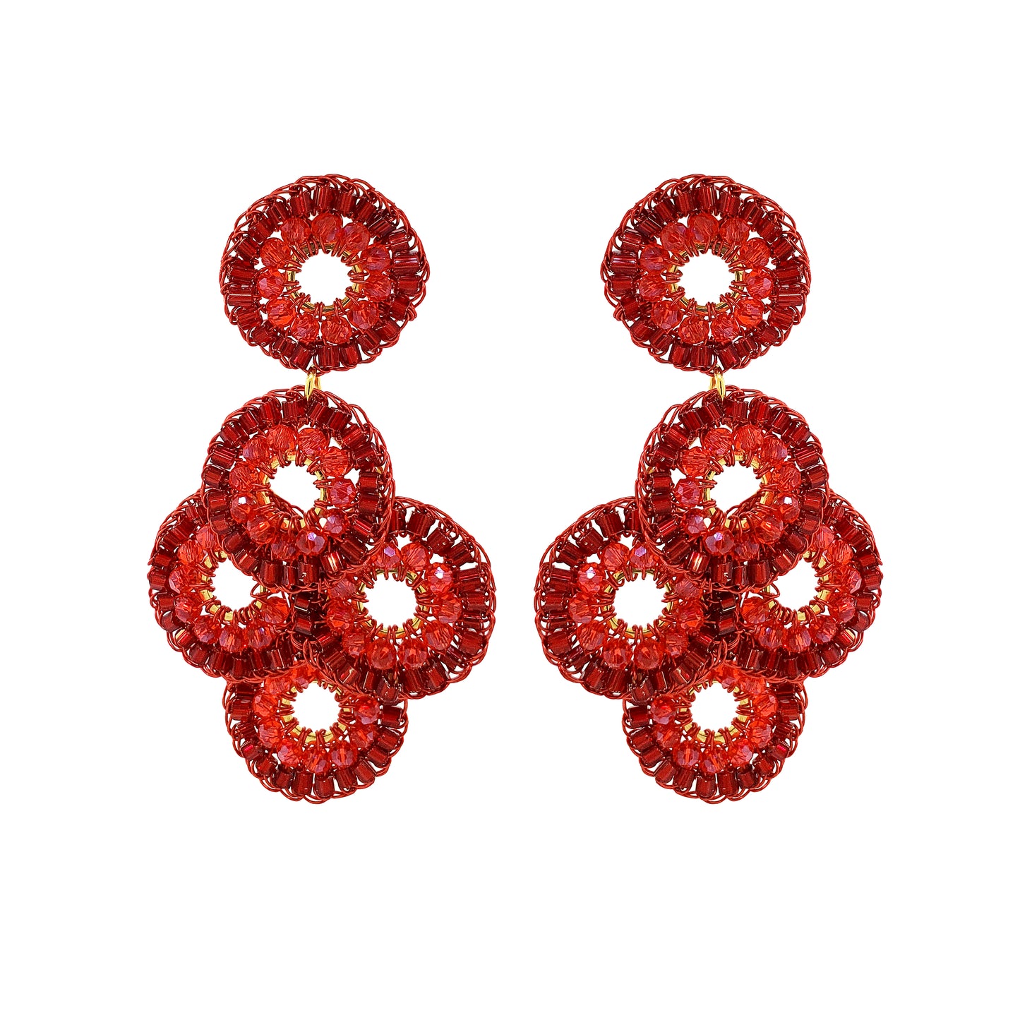 Red Velvet Mix Coco Handmade Crochet Earrings