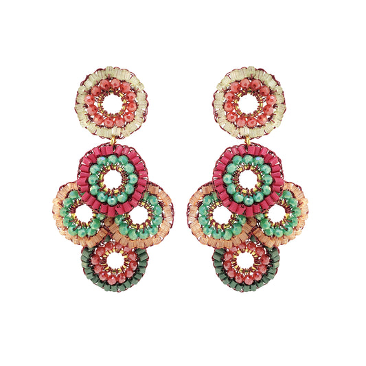 Sunset Coral Mix Coco Handmade Crochet Earrings