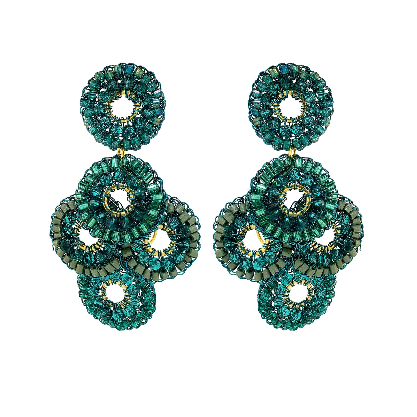 Teal Mix Coco Handmade Crochet Earrings