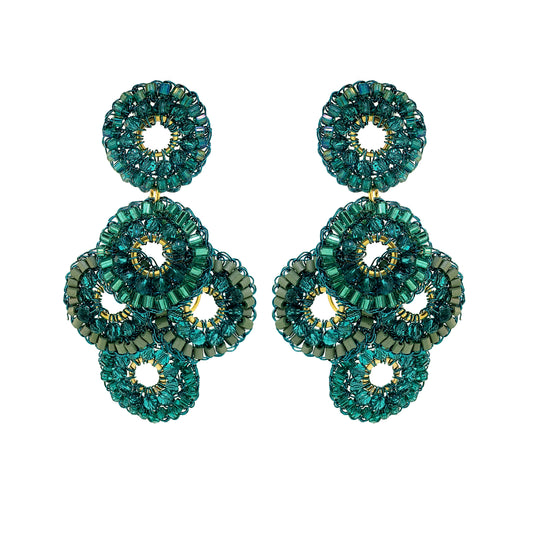 Teal Mix Coco Handmade Crochet Earrings