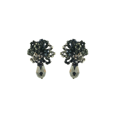 Royal Black Mix Drizzle Mini Post Handmade Earrings