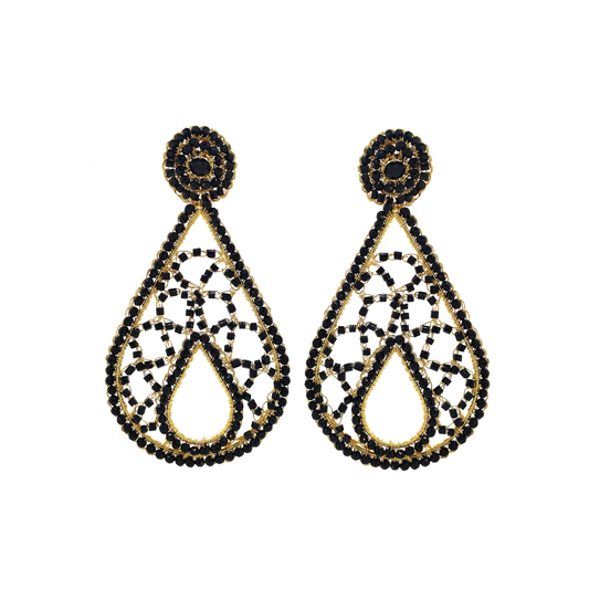 Black & Gold Petra Handmade Earrings