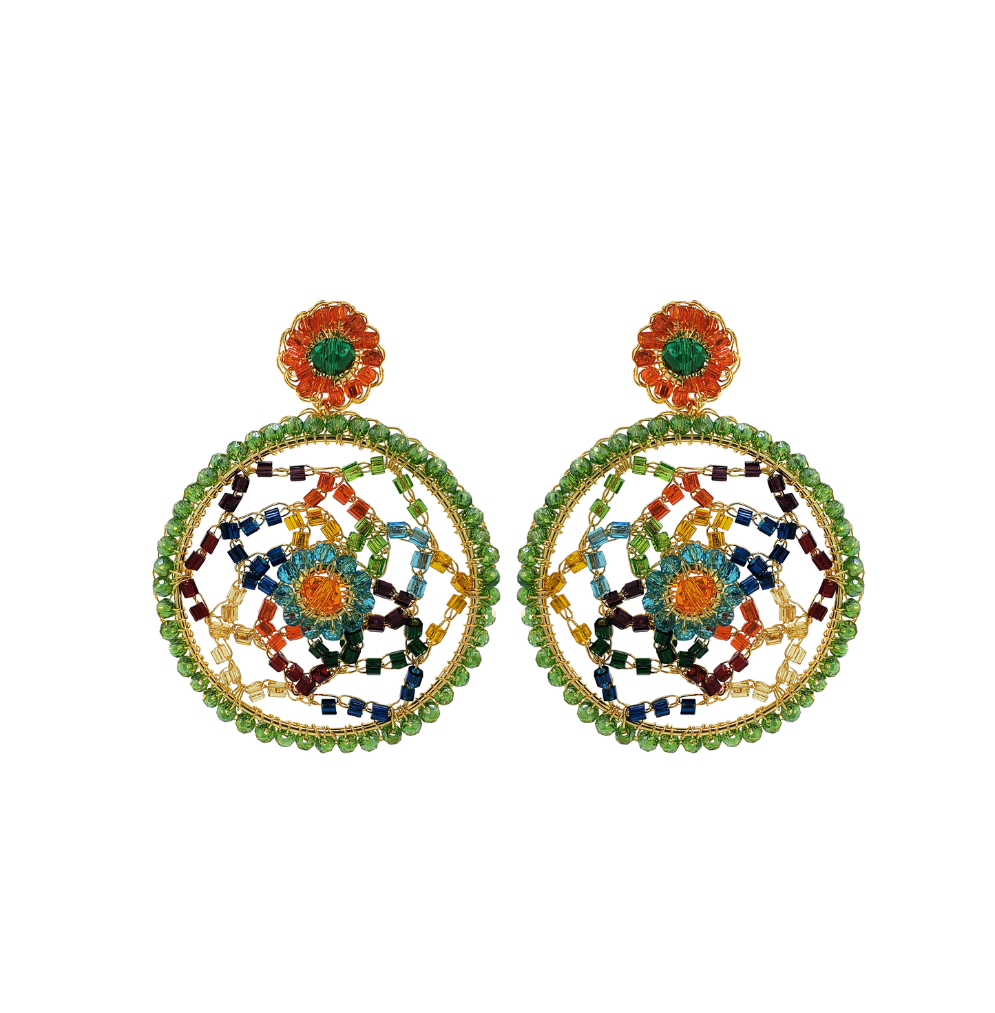 Multicolor & Gold Lux Handmade Earrings
