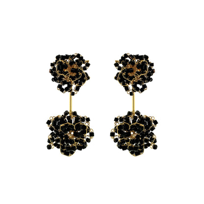 Black & Gold Agatha Handmade Crochet Earrings