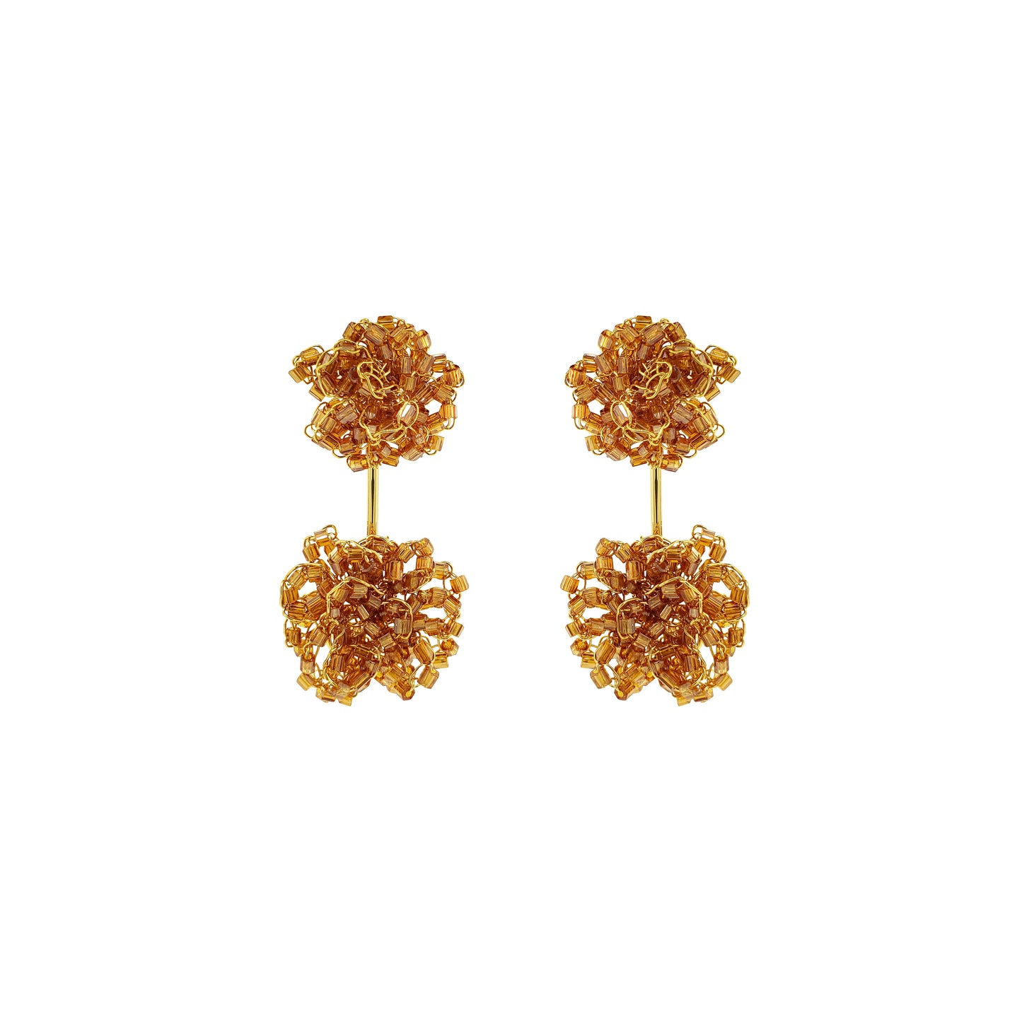 Amber & Gold Agatha Handmade Crochet Earrings