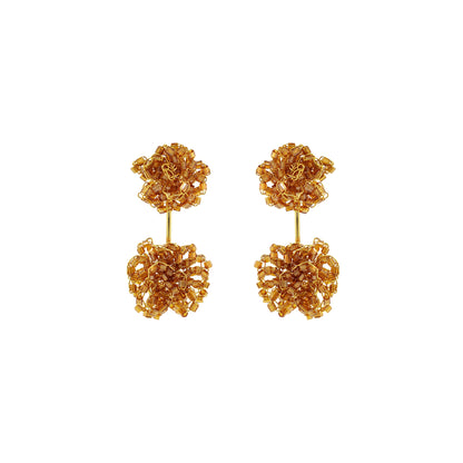 Amber & Gold Agatha Handmade Crochet Earrings